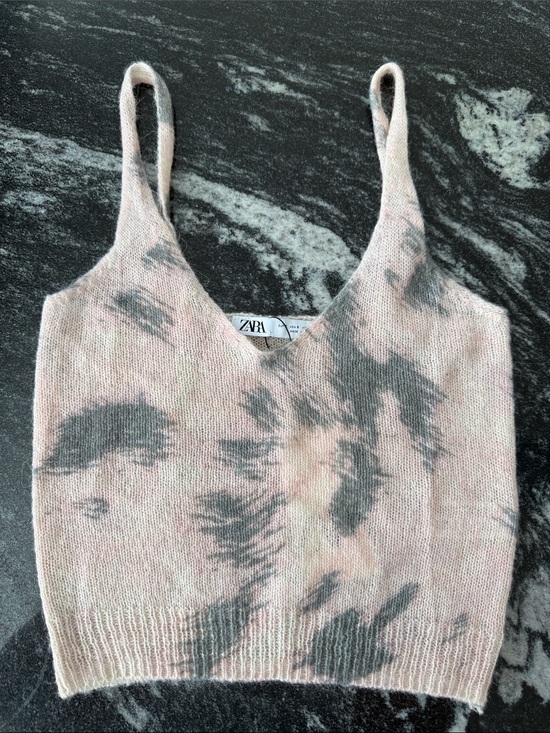 Zara Tops - Zara Pink and Gray Tie-Dye Knit Camisole